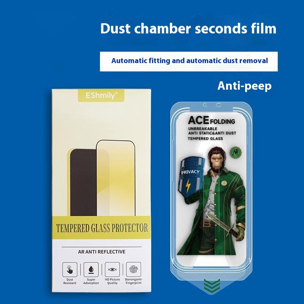 ESHMILY Screen Protector For iPhone 16  /  15  /  14 Pro 2.5D High Aluminium-Silicon Glass Anti Spy Film with Easy Installation Tool