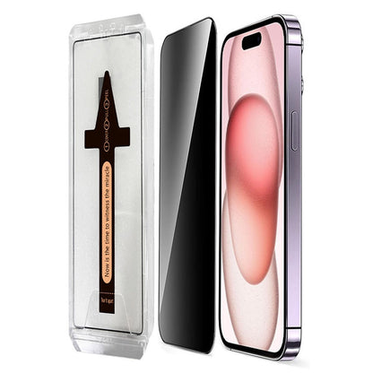 For iPhone 15 Anti Spy Tempered Glass Screen Protector with Automatic Dust Removal Tool