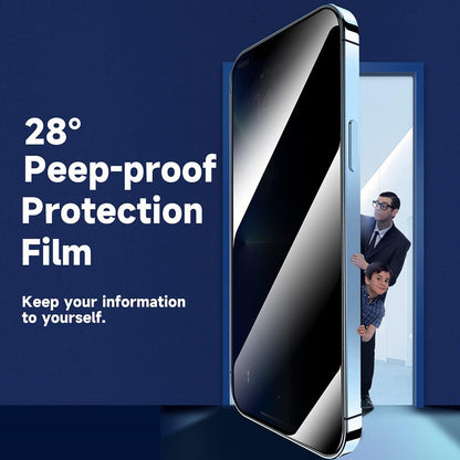 For iPhone 14 Pro Anti Spy Tempered Glass Screen Protector with Automatic Dust Removal Tool