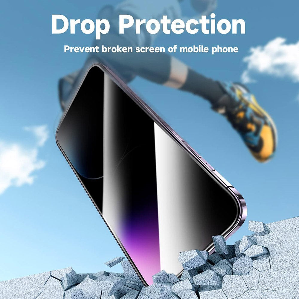 For iPhone 14 Pro Anti Spy Tempered Glass Screen Protector with Automatic Dust Removal Tool