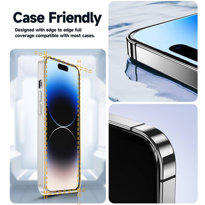 For iPhone 15 Pro Tempered Glass HD Clear Screen Protector with Automatic Dust Removal Tool