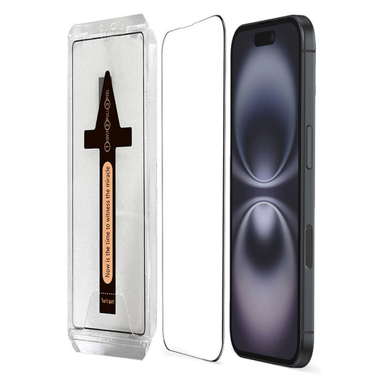 For iPhone 16 Tempered Glass HD Clear Screen Protector with Automatic Dust Removal Tool