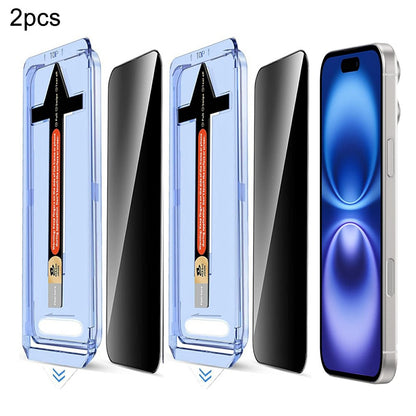 2 Sets For iPhone 16 Plus / 15 Plus Anti Spy Tempered Glass Screen Protector with Automatic Dust Removal Tool