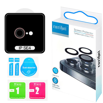 RURIHAI For iPhone 17e / 16e Camera Lens Protector Tempered Glass Metal Ring Lens Film