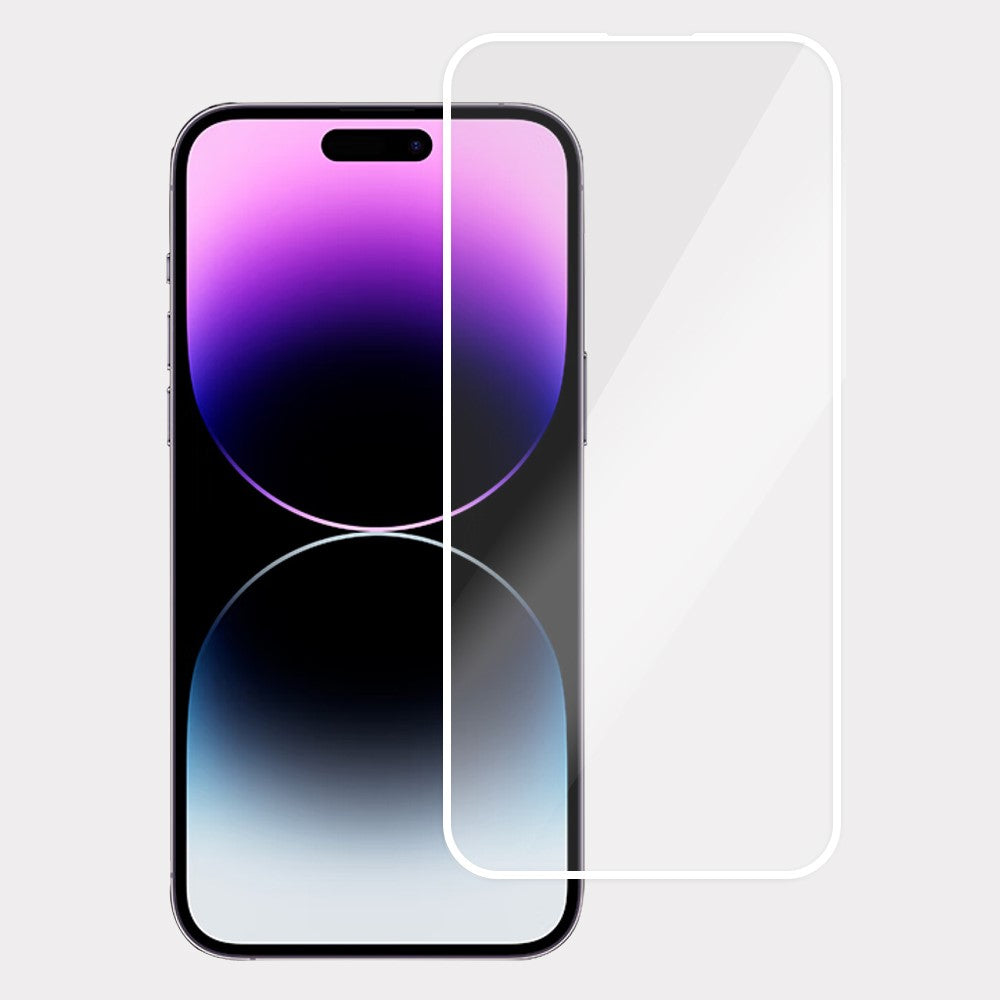 For iPhone 14 Pro Screen Protector Full Glue Electroplated White Edge High Aluminum Silicone Glass Film