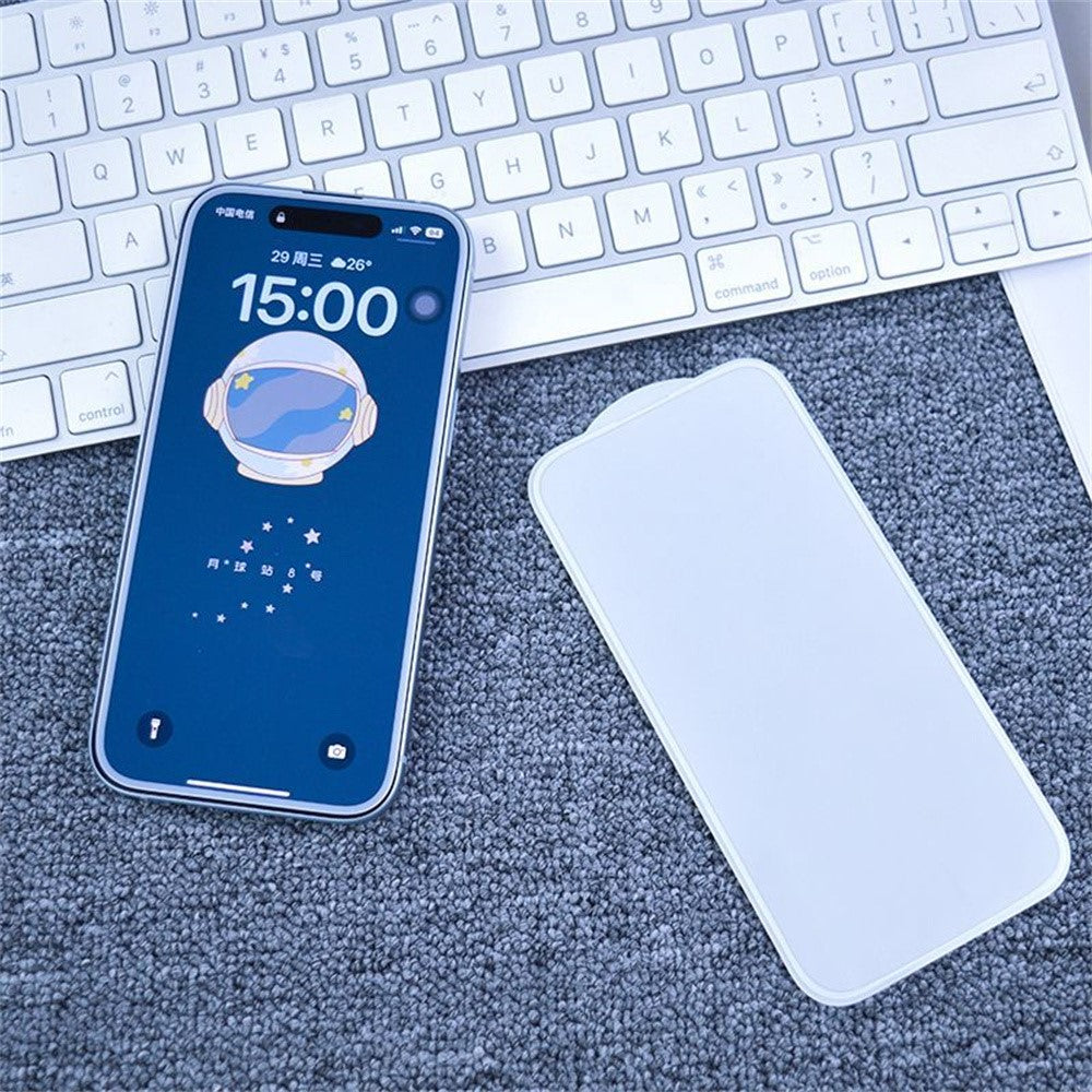 For iPhone 14 Pro Screen Protector Full Glue Electroplated White Edge High Aluminum Silicone Glass Film