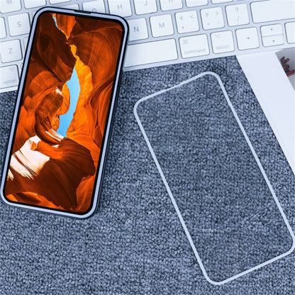For iPhone 14 Pro Screen Protector Full Glue Electroplated White Edge High Aluminum Silicone Glass Film