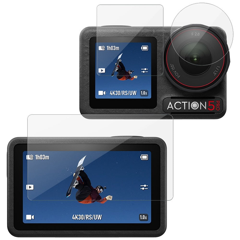 IMAK 1 Set Action Camera Screen Film for DJI Osmo Action 5 Pro Tempered Glass Screen Protector (Front Screen + Rear Screen + Lens)