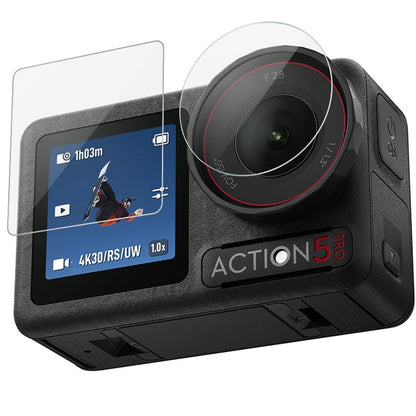 IMAK 1 Set Action Camera Screen Film for DJI Osmo Action 5 Pro Tempered Glass Screen Protector (Front Screen + Rear Screen + Lens)