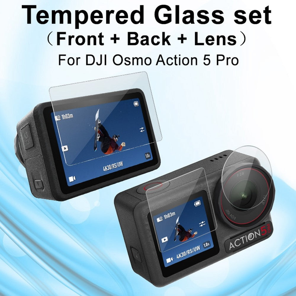 IMAK 1 Set Action Camera Screen Film for DJI Osmo Action 5 Pro Tempered Glass Screen Protector (Front Screen + Rear Screen + Lens)