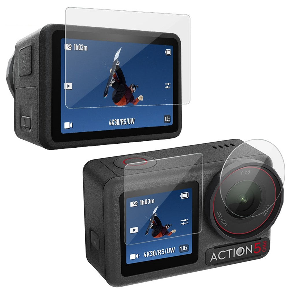 IMAK 1 Set Action Camera Screen Film for DJI Osmo Action 5 Pro Tempered Glass Screen Protector (Front Screen + Rear Screen + Lens)