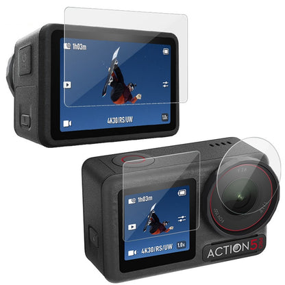 IMAK 1 Set Action Camera Screen Film for DJI Osmo Action 5 Pro Tempered Glass Screen Protector (Front Screen + Rear Screen + Lens)