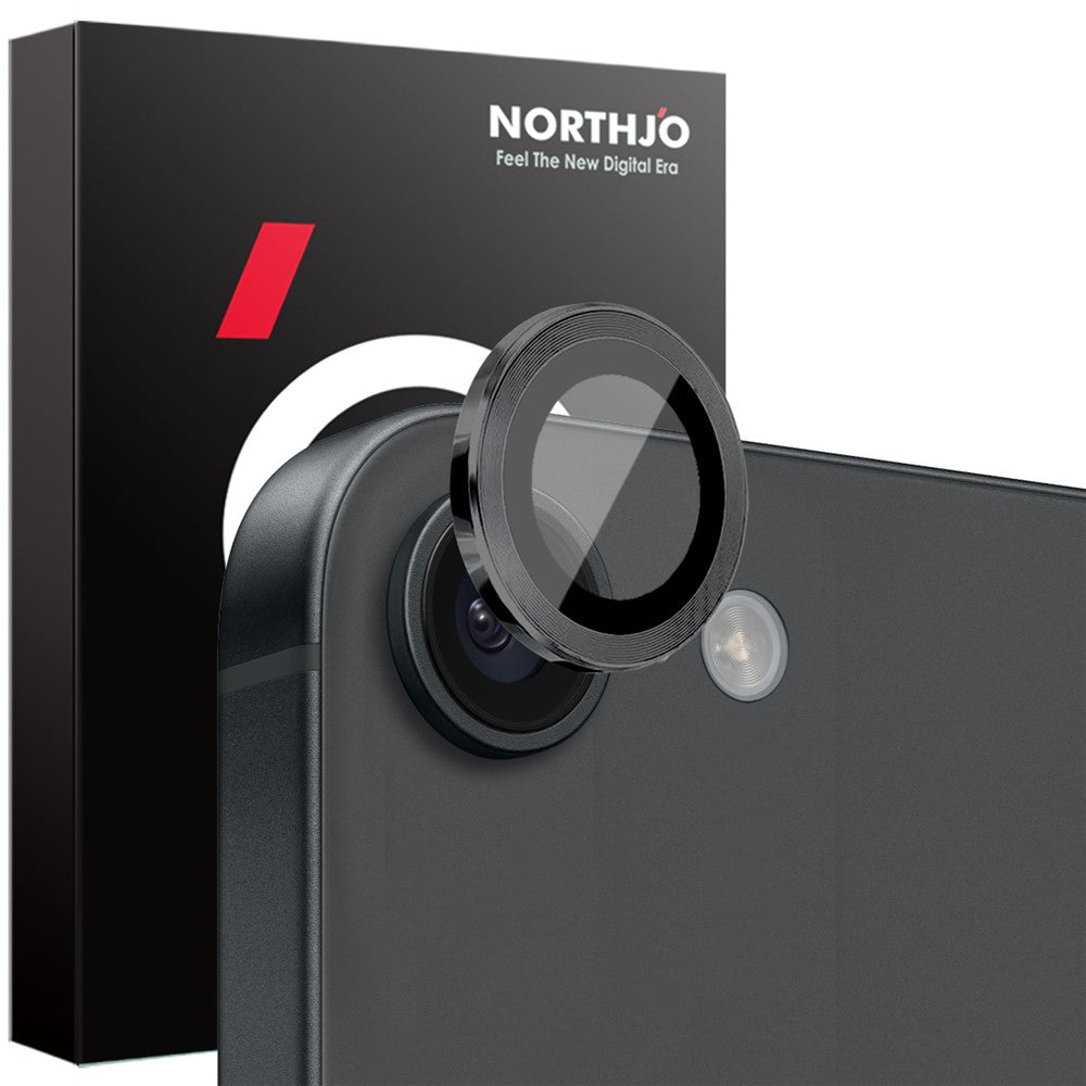 NORTHJO 1 Set For iPhone 17e / 16e Camera Lens Flim + Tempered Glass + Metal Ring Lens Protector