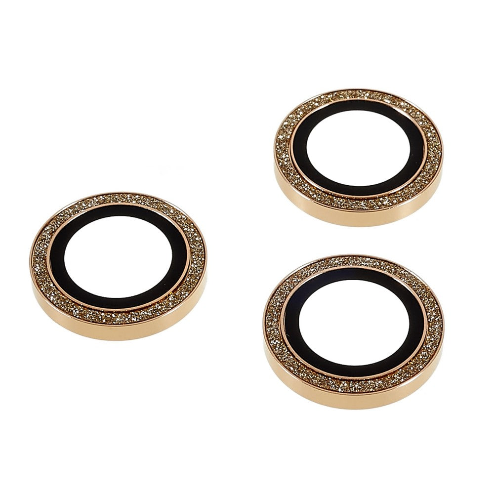 For iPhone 14 Pro / 14 Pro Max 2 Set Camera Lens Guard Glitter Ring Design Tempered Glass Lens Protective Film with Plate