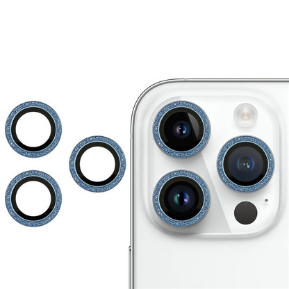 For iPhone 14 Pro / 14 Pro Max 2 Set Camera Lens Guard Glitter Ring Design Tempered Glass Lens Protective Film with Plate