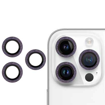 For iPhone 14 Pro / 14 Pro Max 2 Set Camera Lens Guard Glitter Ring Design Tempered Glass Lens Protective Film with Plate