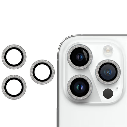 For iPhone 14 Pro / 14 Pro Max 2 Set Camera Lens Guard Glitter Ring Design Tempered Glass Lens Protective Film with Plate