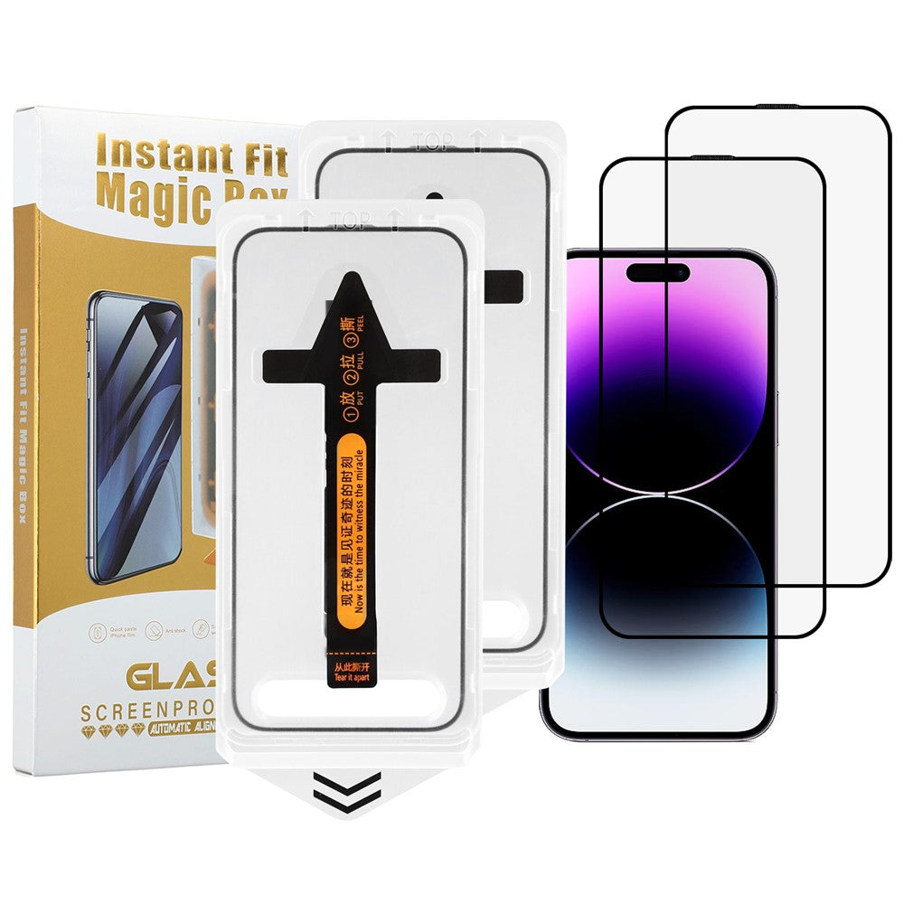 2Pcs For iPhone 14 Pro Screen Protector HD Clear High Aluminium Silicon Glass Film with Dust Removal Tool