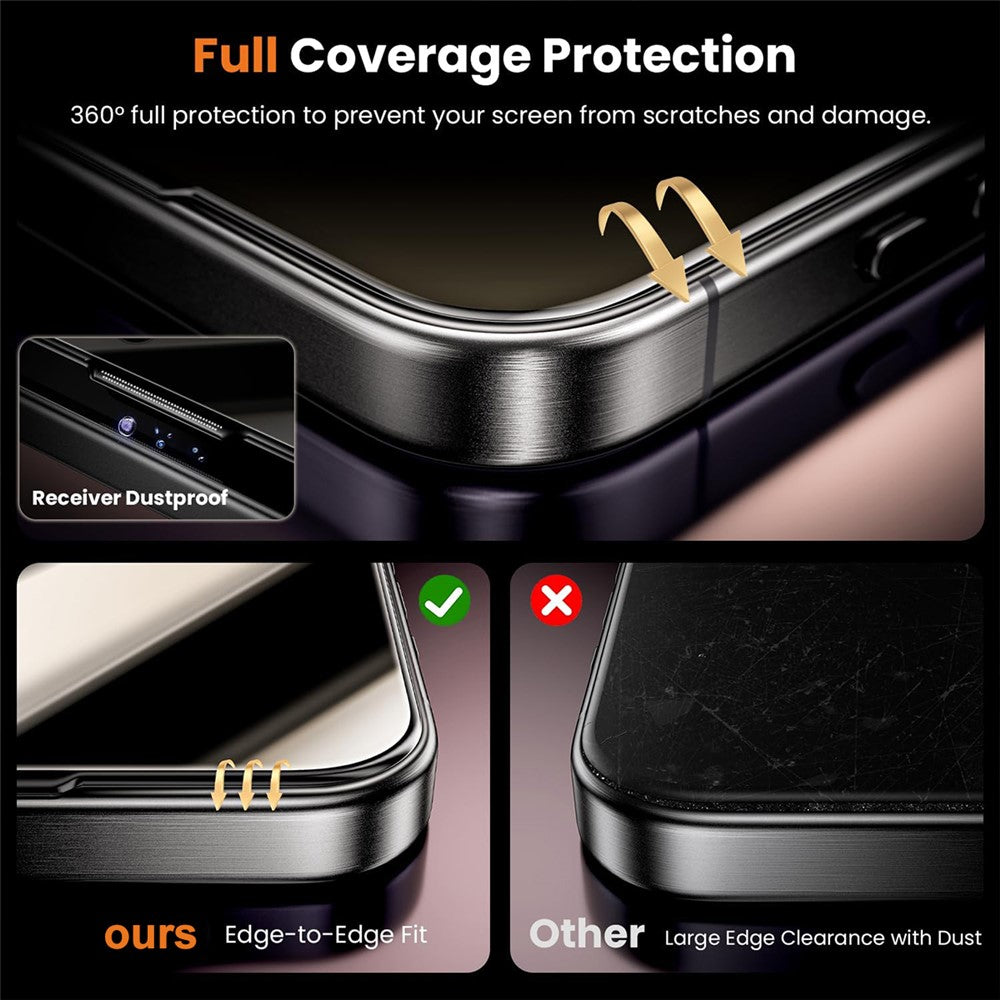 2Pcs For iPhone 14 Pro Screen Protector HD Clear High Aluminium Silicon Glass Film with Dust Removal Tool