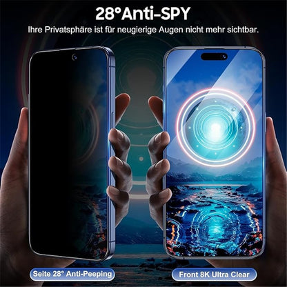 2Pcs For iPhone 14 Plus / 13 Pro Max Screen Protector Anti Spy High Aluminium Silicon Glass Film with Dust Removal Tool