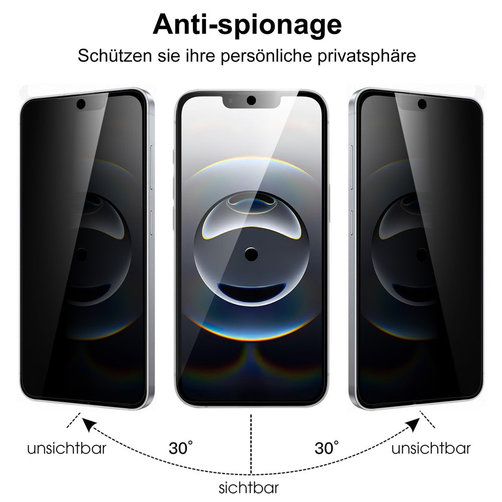 For iPhone 17e / 16e Tempered Glass Screen Protector 2.5D Arc Edge Anti-Spy Film
