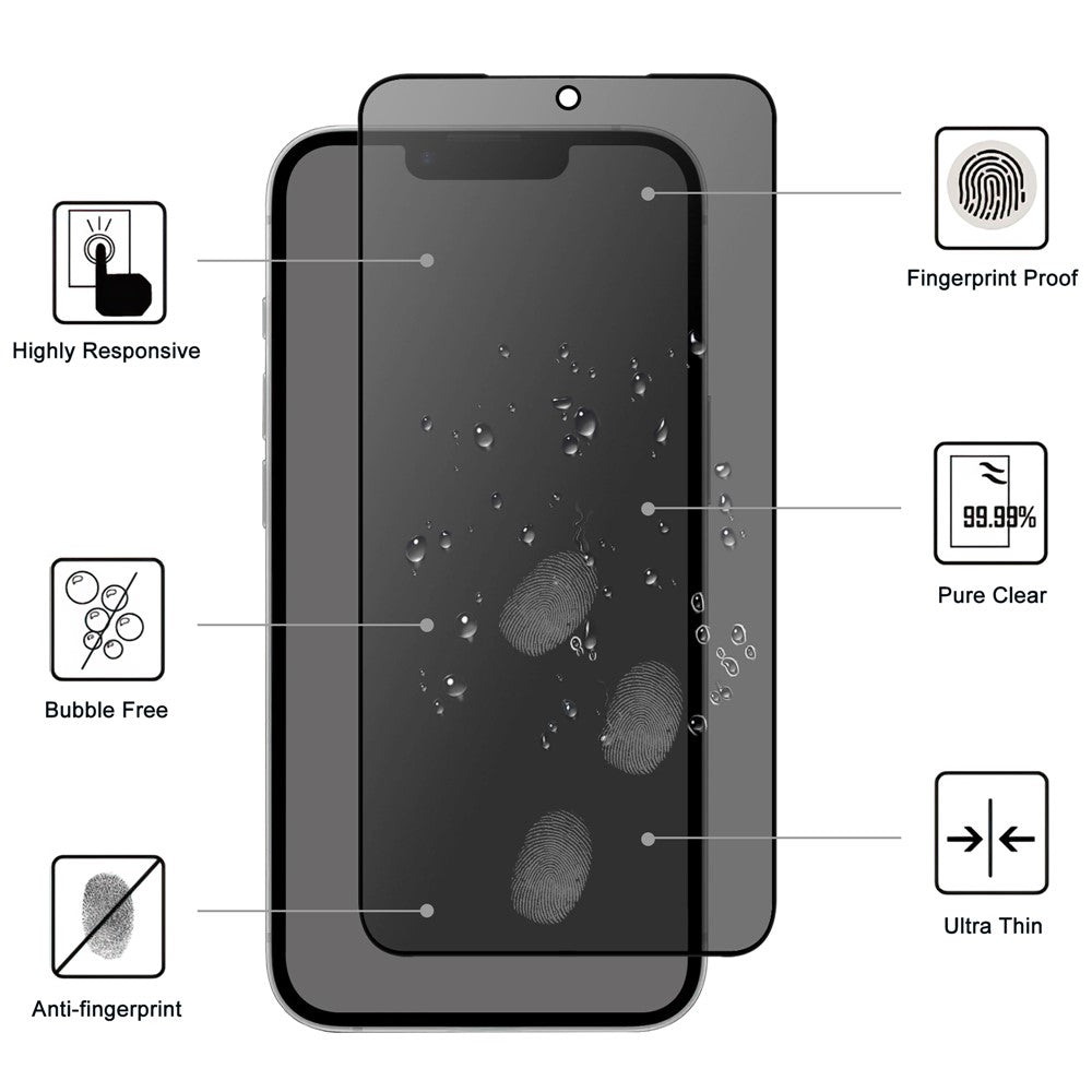 For iPhone 17e / 16e Tempered Glass Screen Protector 2.5D Arc Edge Anti-Spy Film
