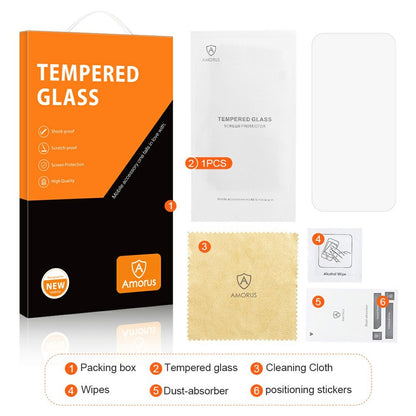 AMORUS For iPhone 17 Pro Max Front Screen Protector 2.5D Arc Edge 9H High Aluminum-Silicon Glass Film