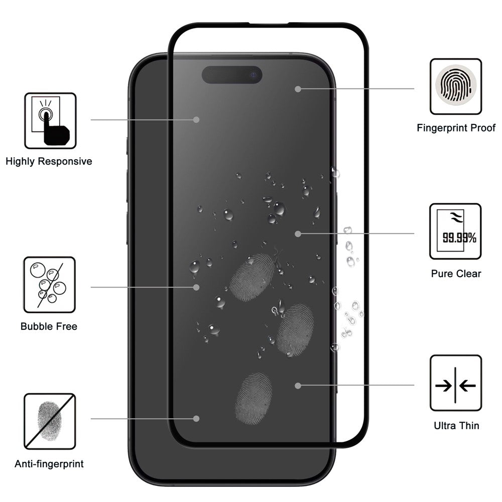 For iPhone 17 AGC Tempered Glass with Black Edge Full Glue Full Coverage Screen Protector