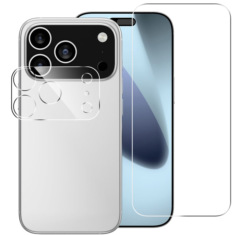 For iPhone 17 Pro Clear Tempered Glass Screen Protector Anti-Explosion Film + Camera Lens Protector