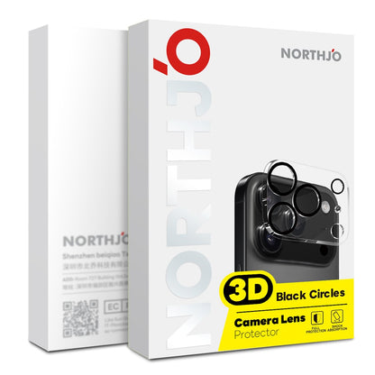 NORTHJO For iPhone 17 Camera Lens Protector Black Circles 3D Full Coverage Clear Tempered Glass Lens Film