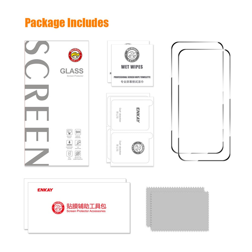 ENKAY HAT PRINCE 2Pcs For iPhone 17 Screen Protector Thick Adhesive 0.26mm 2.5D High Aluminium-Silicon Glass Film