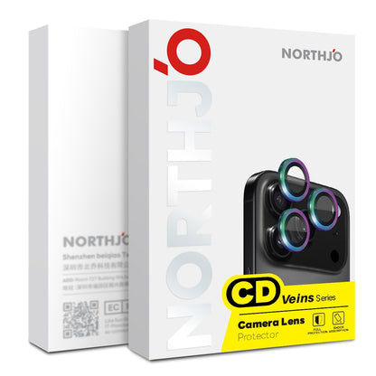 NORTHJO 1 Set For iPhone 17 Pro Max / 17 Pro Tempered Glass Camera Lens Film CD Veins Metal Ring Lens Guard