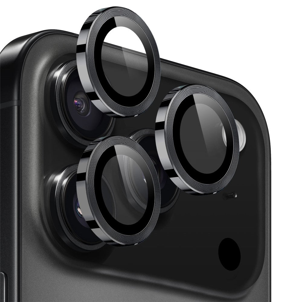 NORTHJO 1 Set For iPhone 17 Pro Max / 17 Pro Tempered Glass Camera Lens Film CD Veins Metal Ring Lens Guard