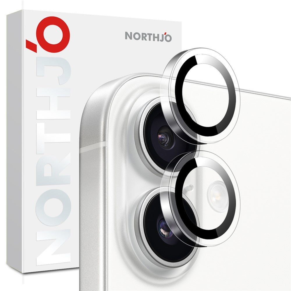 NORTHJO 1Set Clear Lens Film for iPhone 17 Camera Lens Protector Tempered Glass Metal Ring Guard