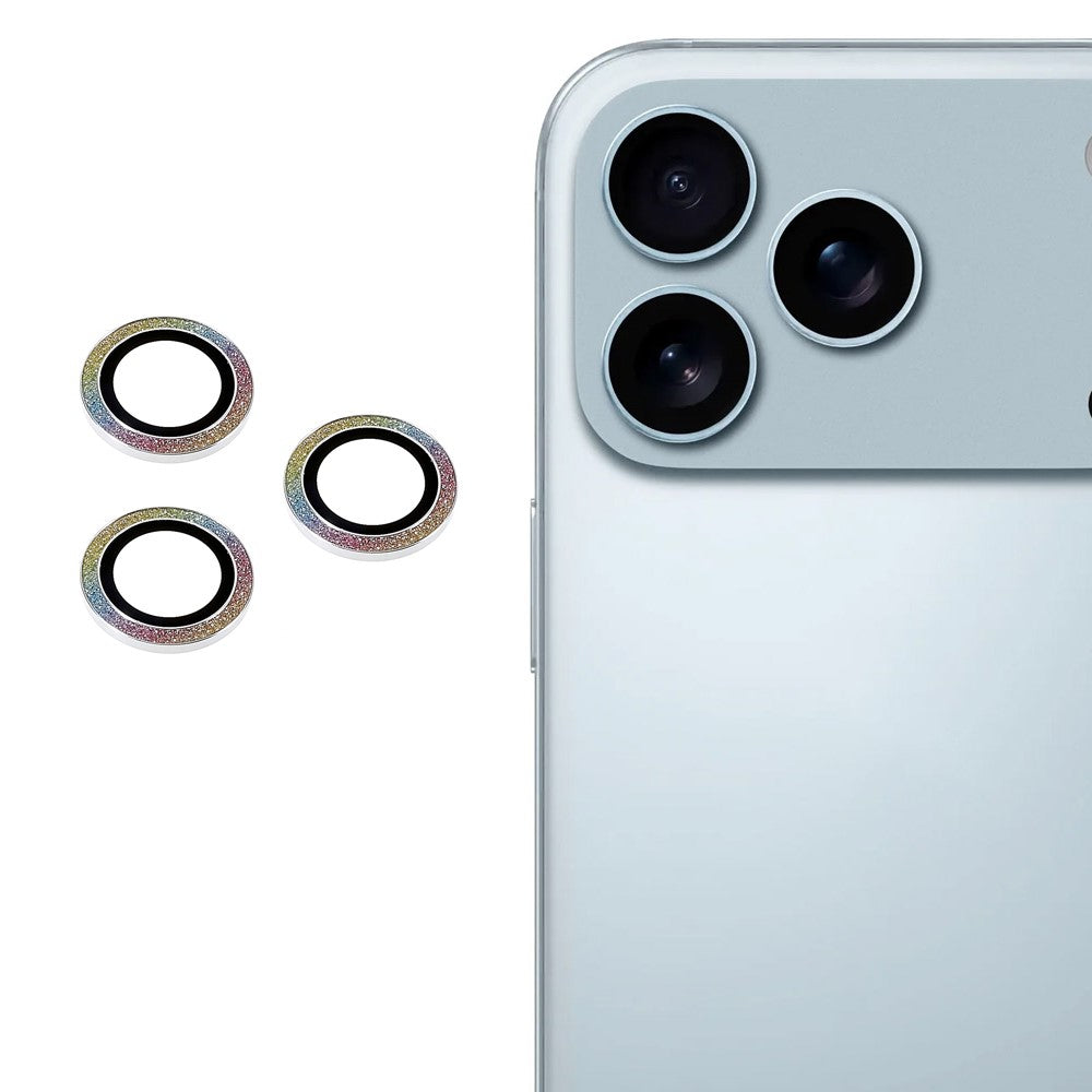 For iPhone 17 Pro Max / 17 Pro Camera Lens Protector Set Bling Glitter Metal Ring Tempered Glass Lens Film