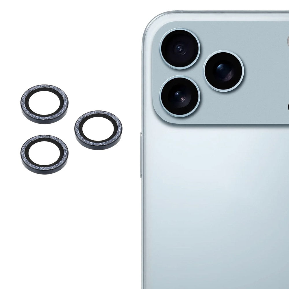 For iPhone 17 Pro Max / 17 Pro Camera Lens Protector Set Bling Glitter Metal Ring Tempered Glass Lens Film