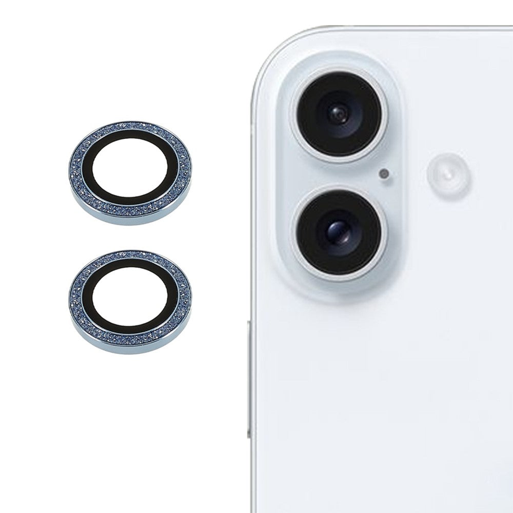 For iPhone 17 Camera Lens Protector Set Bling Glitter Metal Ring Tempered Glass Lens Film