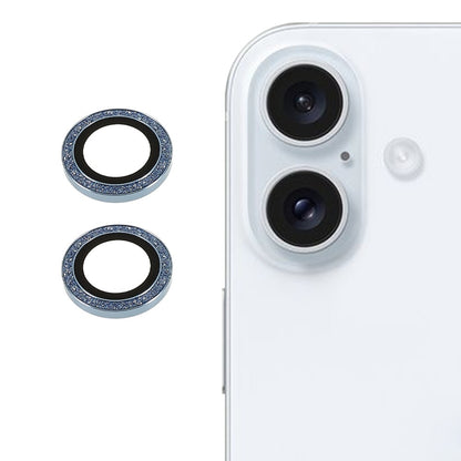 For iPhone 17 Camera Lens Protector Set Bling Glitter Metal Ring Tempered Glass Lens Film