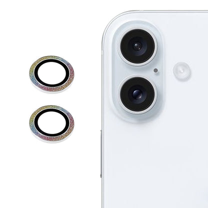 For iPhone 17 Camera Lens Protector Set Bling Glitter Metal Ring Tempered Glass Lens Film