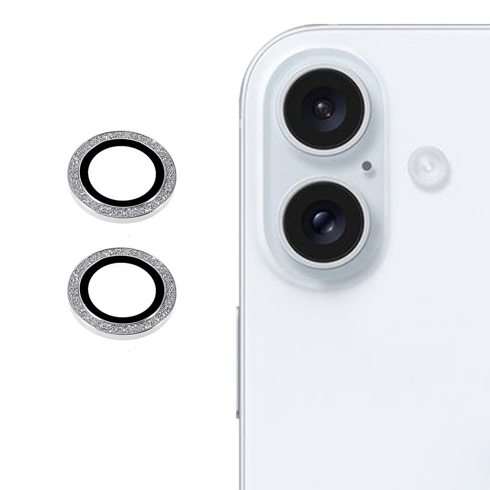 For iPhone 17 Camera Lens Protector Set Bling Glitter Metal Ring Tempered Glass Lens Film