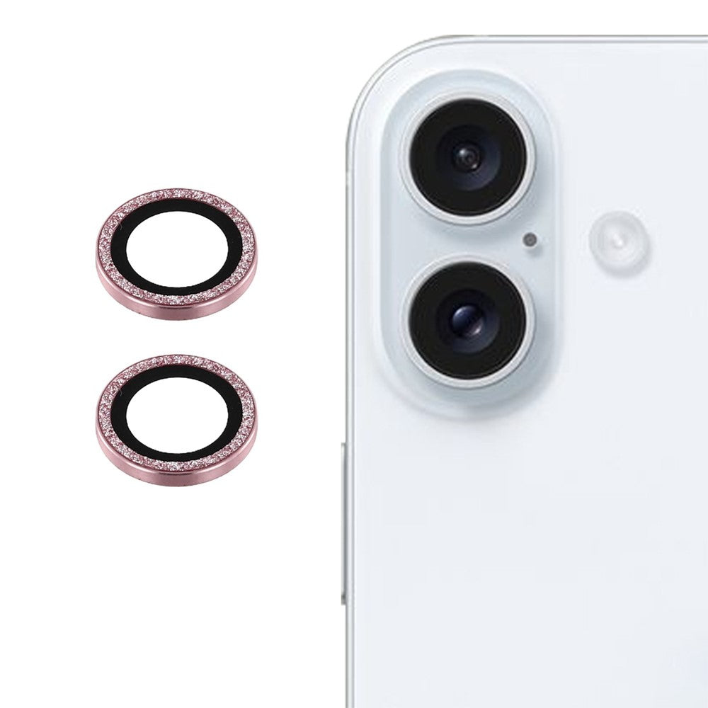 For iPhone 17 Camera Lens Protector Set Bling Glitter Metal Ring Tempered Glass Lens Film