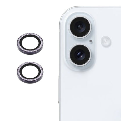 For iPhone 17 Camera Lens Protector Set Bling Glitter Metal Ring Tempered Glass Lens Film