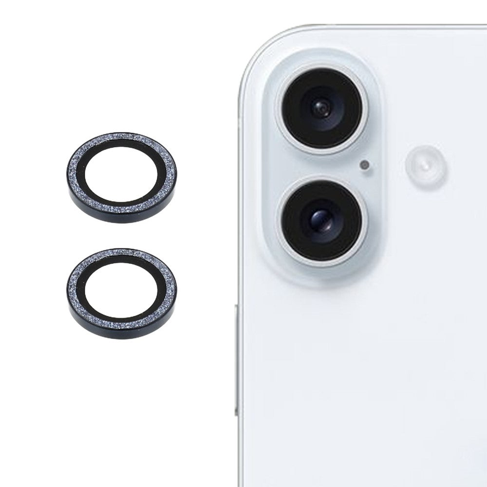 For iPhone 17 Camera Lens Protector Set Bling Glitter Metal Ring Tempered Glass Lens Film