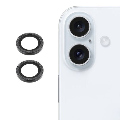 For iPhone 17 Camera Lens Protector Set Bling Glitter Metal Ring Tempered Glass Lens Film