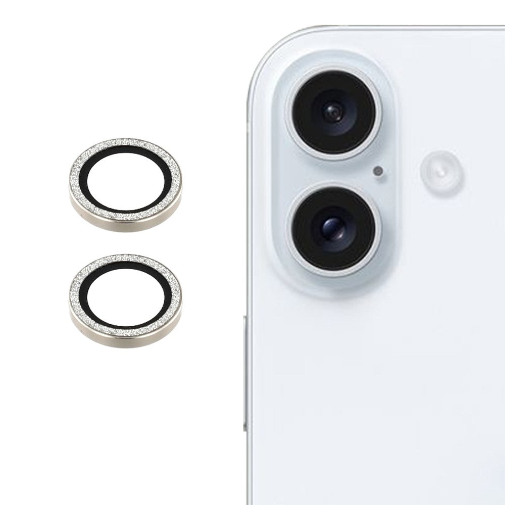 For iPhone 17 Camera Lens Protector Set Bling Glitter Metal Ring Tempered Glass Lens Film
