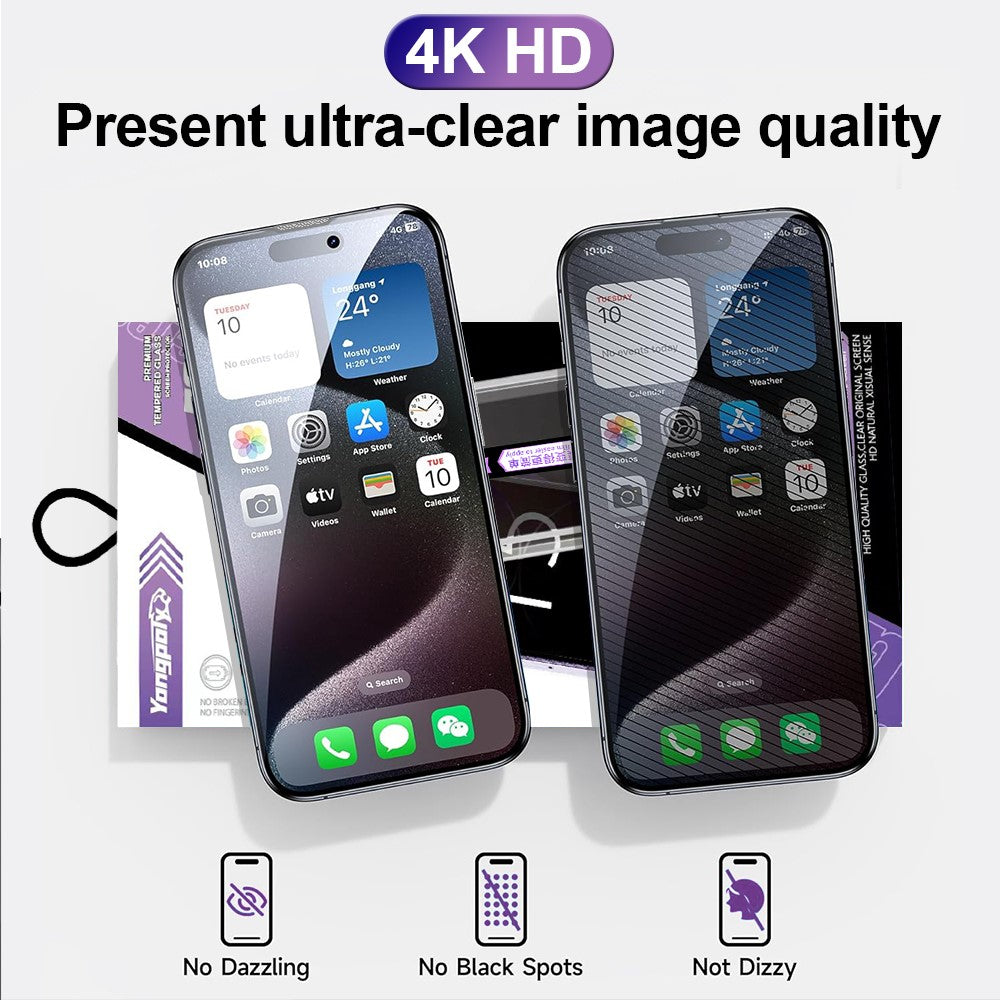 YONGPOLY For iPhone 17 Pro Anti-Spy Full Screen Protector Auto-Dust Removal Tempered Glass Film