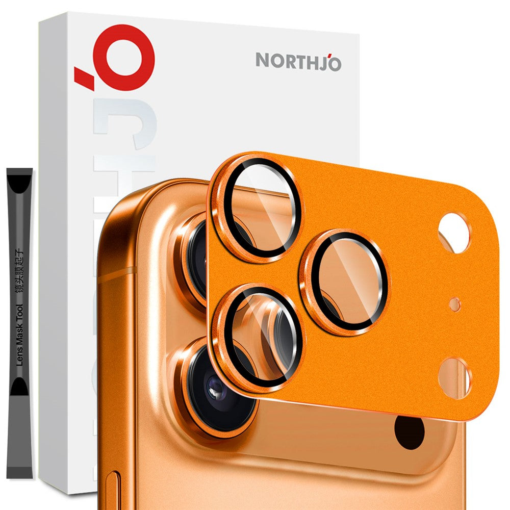 NORTHJO For iPhone 17 Pro Camera Lens Protector Matte Metal Lens Cover with Integrated 9H Tempered Glass Film