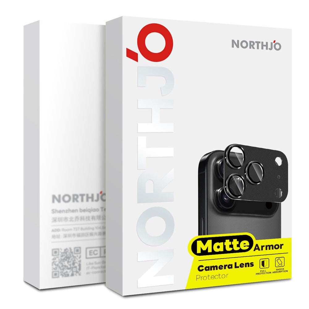 NORTHJO For iPhone 17 Pro Camera Lens Protector Matte Metal Lens Cover with Integrated 9H Tempered Glass Film