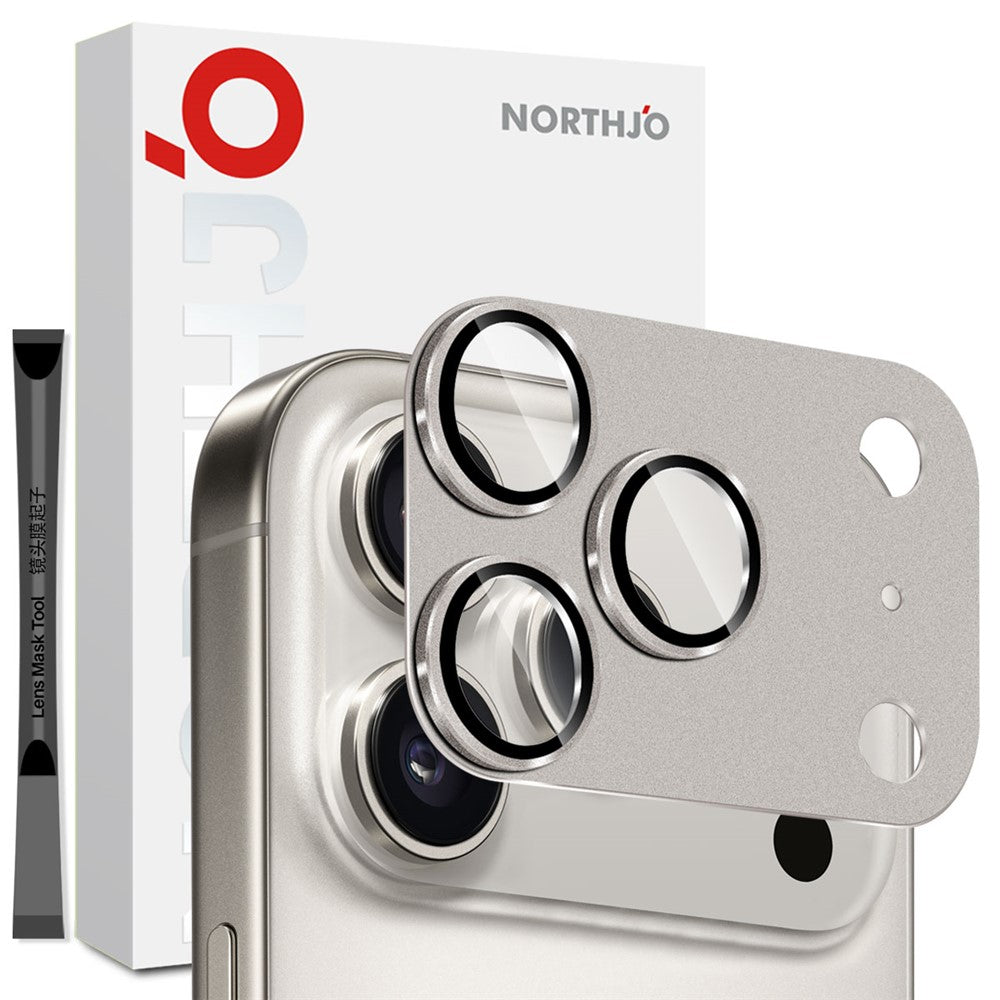 NORTHJO For iPhone 17 Pro Camera Lens Protector Matte Metal Lens Cover with Integrated 9H Tempered Glass Film