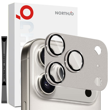 NORTHJO For iPhone 17 Pro Camera Lens Protector Matte Metal Lens Cover with Integrated 9H Tempered Glass Film